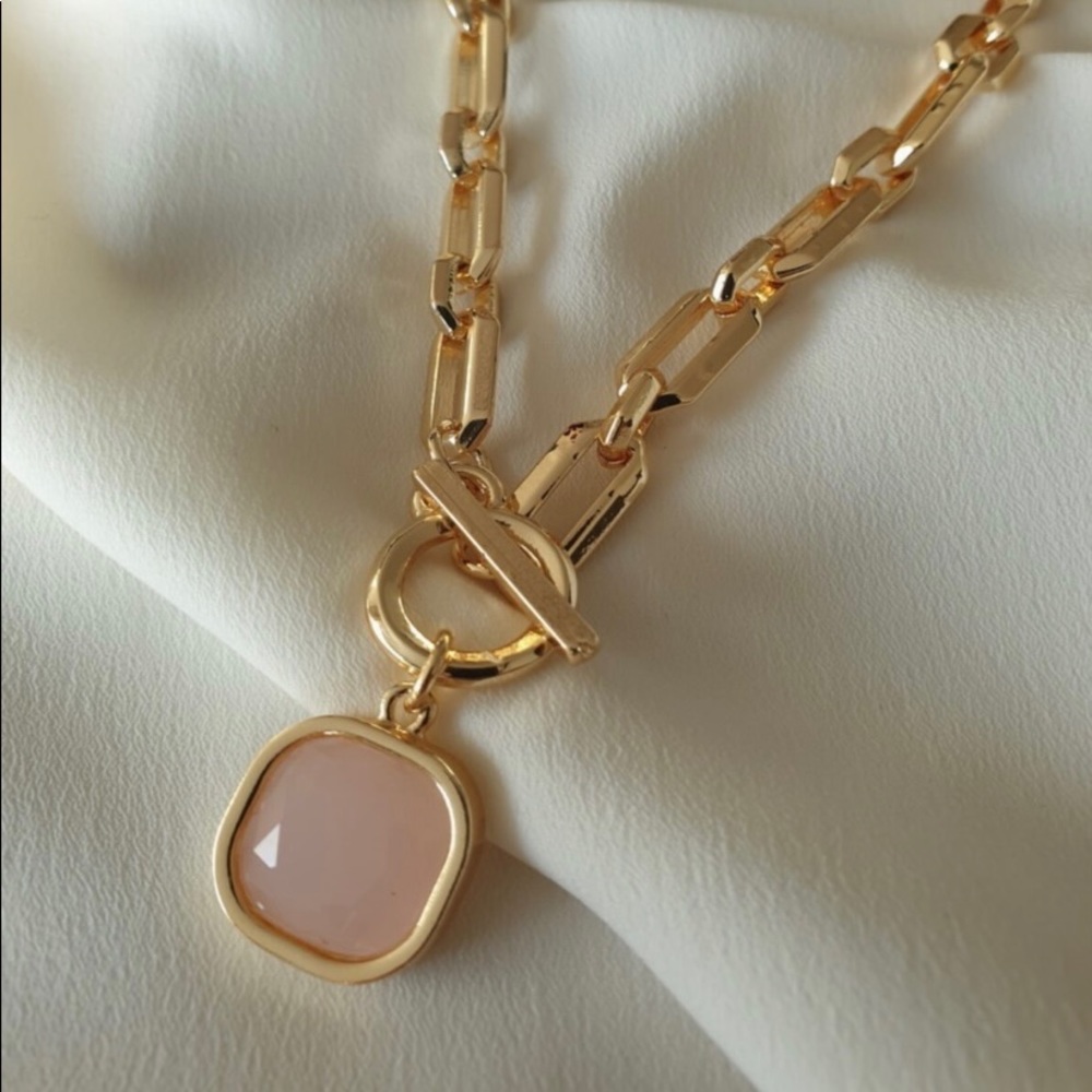 Gold Plated Pink Necklace!